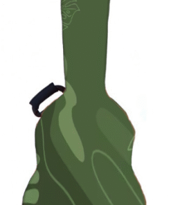 funda de guitarra con diseño abstracto verde tonos oscuros y claros